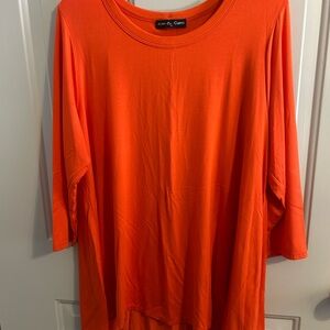 Kim & Cami Orange Oversized 3/4 Sleeve Tunic